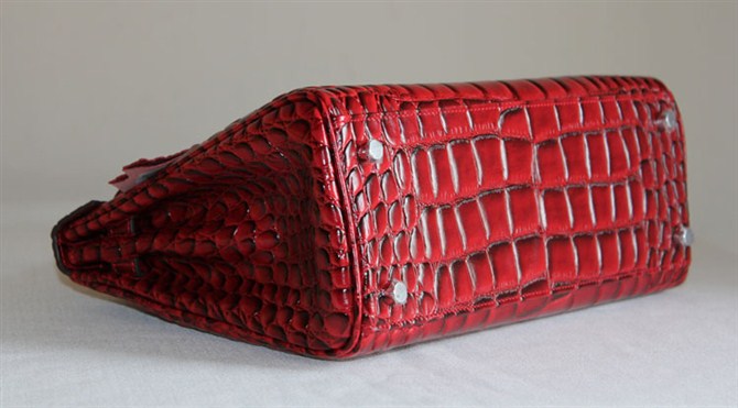 7A Replica Hermes Kelly 32cm Crocodile Veins Leather Bag Red HC0001 (3) - Click Image to Close